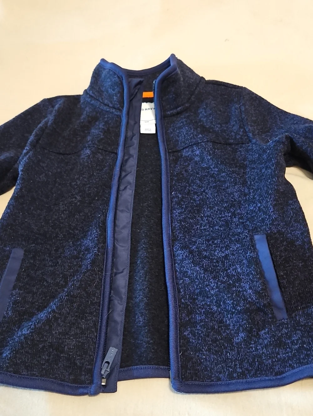 Old Navy Heathered Navy/ Black Full Zip Jacket Size 4T